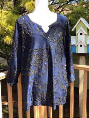 JM Collection Navy Blue Women’s Top Sz 3X